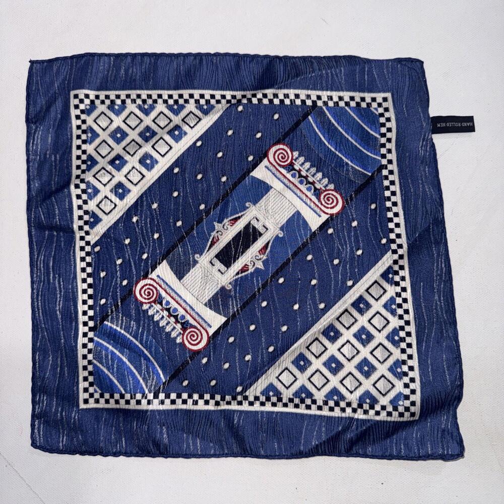 Unbranded 100% Silk Handkerchief Made In Korea Hand Rolled‎ Vintage Pocket Scarf - Picture 3 of 6